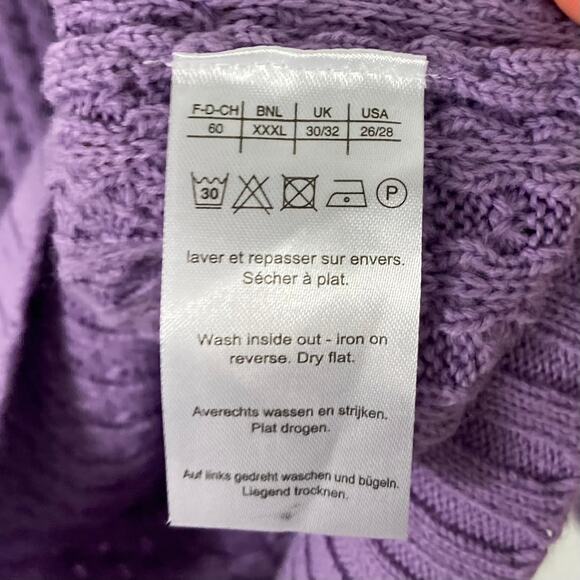 NWOT DAMART Cardigan Women 26/28 XXXL Purple Lilac Cable Knit Pearl Button - Picture 6 of 10